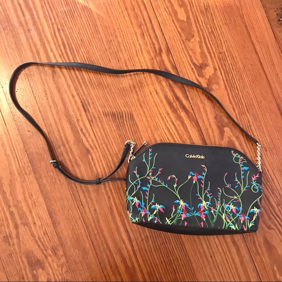 Calvin Klein floral embroidered shoulder bag